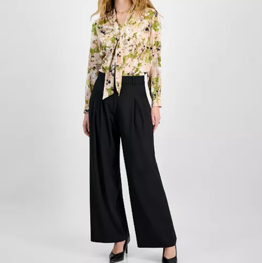 Bar III Women's Floral Tie-Neck Blouse - Picture 3 of 7